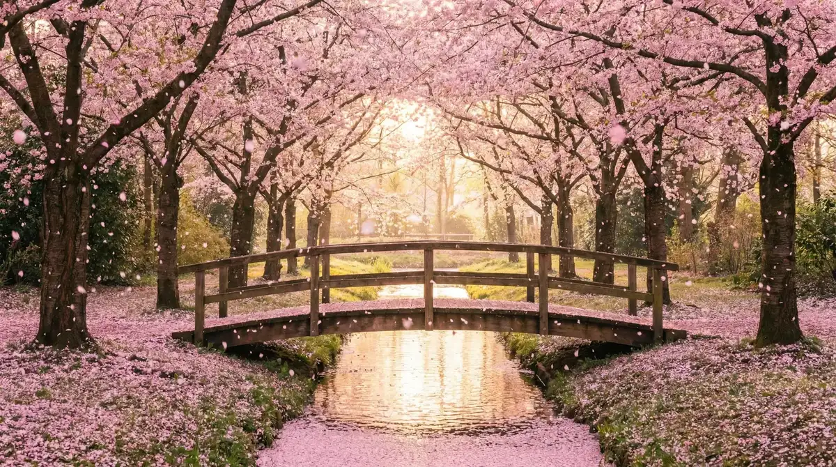 樱花桥畔 - 吃瓜每日 唯美风景